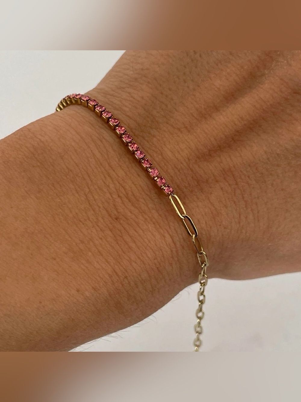 Pink tennis bracelet Q1052